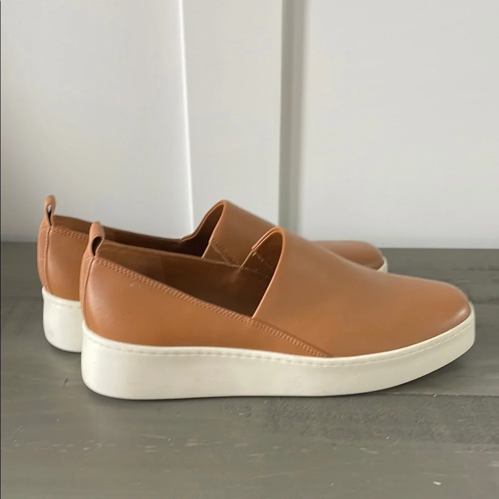 Vince Tan Leather Slip-On Shoes - Picture 2 of 4